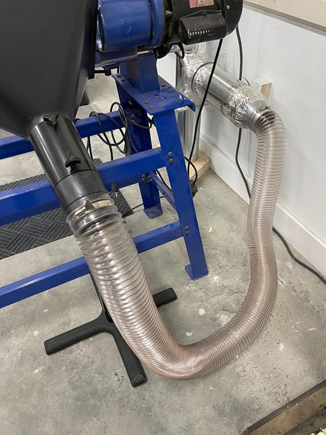 PU Dust Collection Hose 4??횞 5 ft Heavy Duty Clear Flexible Collector Hose Reinforced with Spiral Steel Wire for Dust Collection Systems Fume Debris Band Saw Jointer Wood Shop (PU Durable Type)