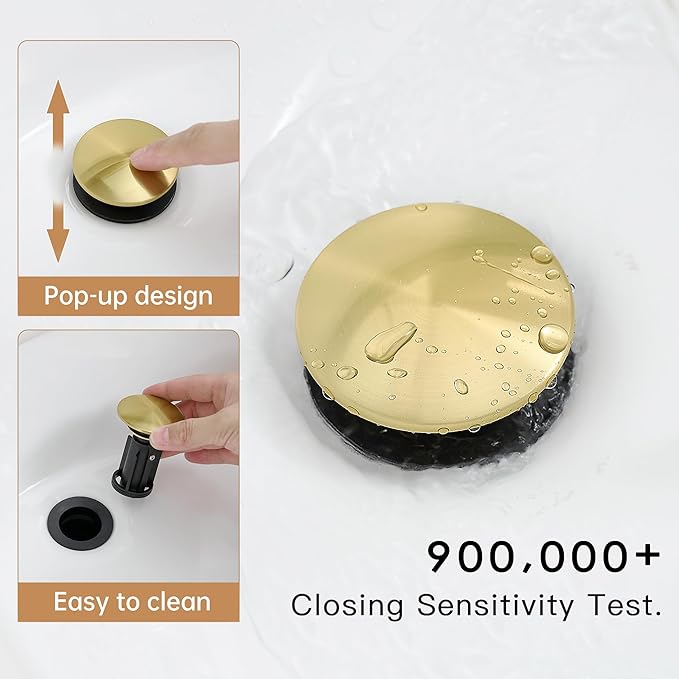 FRANSITON Waterfall Bathroom Faucet Lavatory Single Handle 1 or 3 Hole Bathroom Sink Faucet Washbasin Faucet with Deck and Pop-up Drain (Black & Gold, Short)