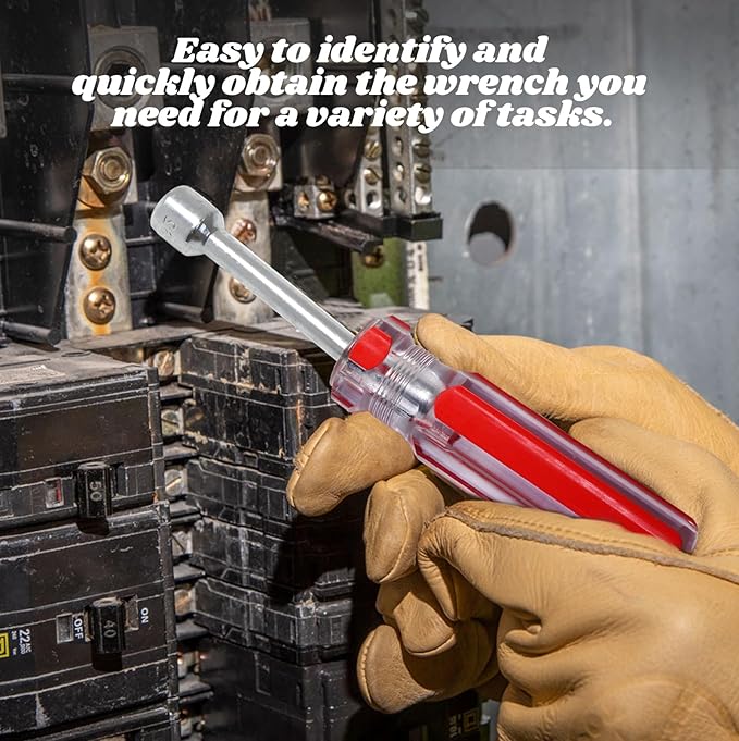 1/4 Inch Hex Nut Driver, Socket Wrench Screwdriver with 3.7-Inch Hollow Shaft, Cushion Grip Handle