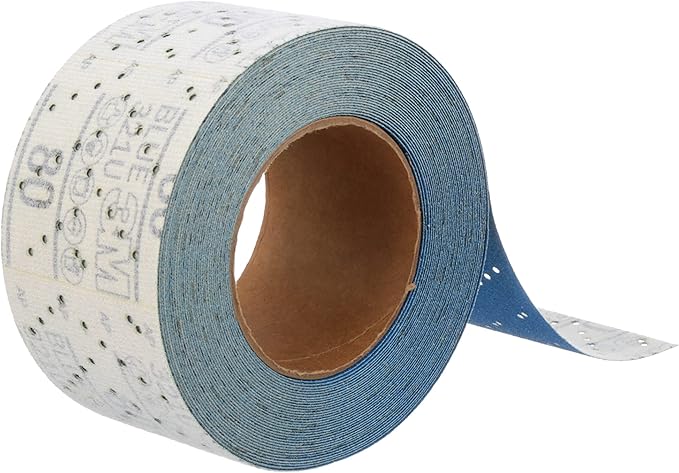 3M Hookit Blue Abrasive Sheet Roll, 36187, Multi-Hole, 2.75 in x 13 yd, 80+ Grade, Automotive Sanding Roll Sandpaper for Coating Removal, Body Repair, Auto Sanding