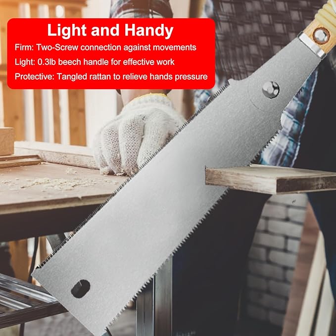 WETOLS Hand Tools, 9.5" Japanese Pull Saw with Double Edges of 10/17 TPI, Sharp and Light Ryoba SK5 Woodworking Cuttter, Woodworking Tools Gifts for Men and Women