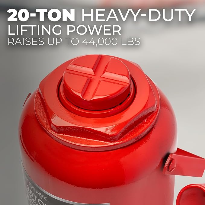 XtremepowerUS Hydraulic Bottle Jack (20 Ton) Portable Hydraulic Jack Lift Height Farm RV Truck Equipment Automotive Shop