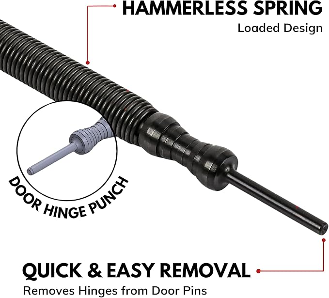 HIT Tool Door Hinge Pin Removal Tool ??Spring-Driven Hinge Pin Punch & Steel-Faced Hammer ??Compact, Hammerless Tool for Easy Pin Removal & Installation ??Made in The USA