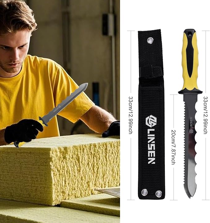 Stainless Steel Insulated knife: 7.87-inch sharp blade, Double Side Utility Sod Cutter Lawn Repair Garden Knife with Nylon Sheath (4)