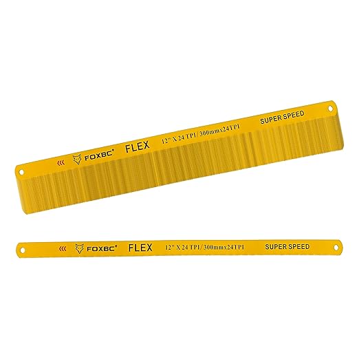 FOXBC Hacksaw Replacement Blade 12 inch 24 TPI, High Speed Hack Saw Blade Carbon Strength Steel, 10-Pack