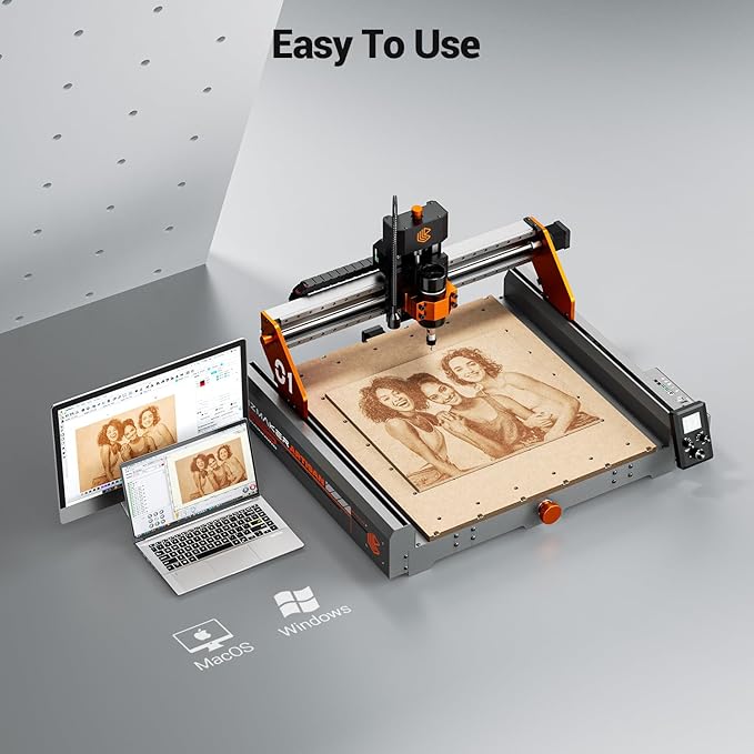 Artsian 01 CNC Router Machine 12000 RPM 300W GRBL Control 3-Axis Engraving 0.1mm Accuracy Spindle Laser Mode Switch Industrial Workrange 16.53''x16.53''x3.54'' Engraver 98% Pre-Assembled