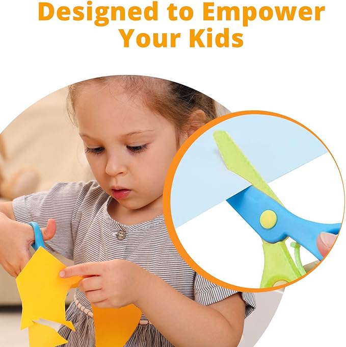 Channie's Safety Scissors for Small Hands (Ages 3-5) - Kid-Safe Plastic Training Scissors for Preschoolers, Child Hand-Eye Coordination Development, Kids Scissors, Toddler Safety Scissors (2 pack)