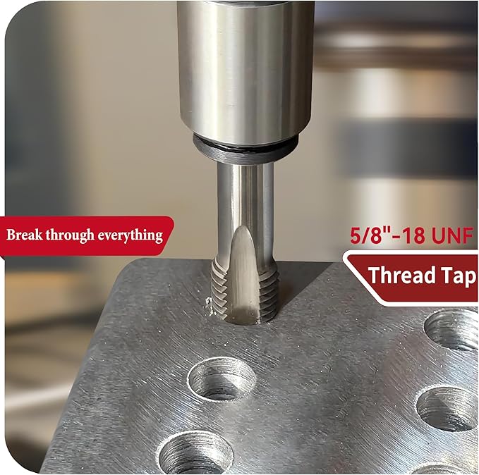 5/8"-18 UNF Tap and Die Set, 5/8x18 Tap and Die, HSS 6542 Machine Right-Hand 5/8 x 18 Thread Tap and Round Die, Upgraded Tap, Threaded Head Has Been Extended