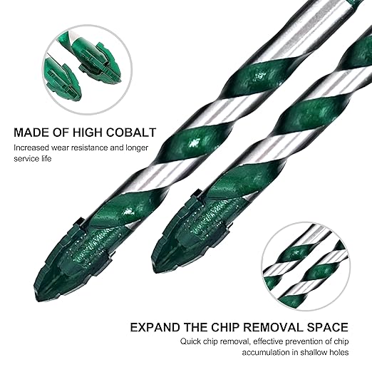FEWELL Serrated Eccentric Masonry Drill Bit 10pcs, Four-Edge Serrated Concrete Drill Bit for Concrete Glass Brick Cement Tile Marble Wood (1/8??1/2??