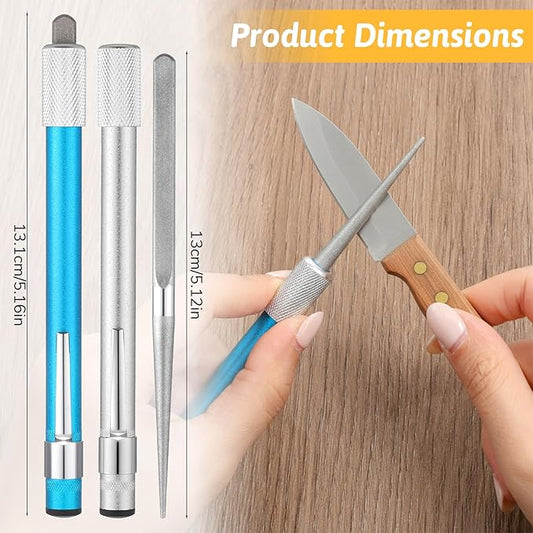 2 Pieces Diamond Retractable Knife Sharpener Serrated Knife Sharpener Steel Sharpening Rod Multifunctional Knives Sharpening Tool for Kitchen Outdoor Serrated Fishing Hunting Stick Tools