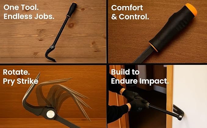 Ripper ??The Ripper Heavy-Duty Indexing Crowbar & Nail Puller Tool, Multi-Angle Wrecking Bar for Trim, Flooring & Demolition (Ripper)
