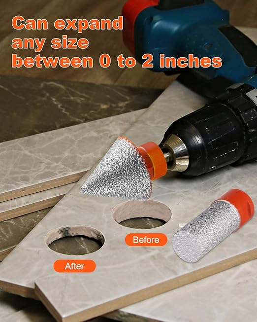 3 PCS Diamond Beveling Chamfer Bits Set, Tile Cone Grinder Bit with 5/8-11 Thread Adapter, 1" Diamond Drill Bits for Hole Enlarging Trimming Grinding in Tile, Marble, Glass, Granite,Ceramic