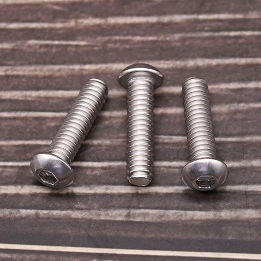1/4-20 x 7/8" Button Head Socket Cap Bolts Screws, 304 Stainless Steel 18-8, Allen Hex Drive, Bright Finish, Fully Machine Thread, Pack of 30