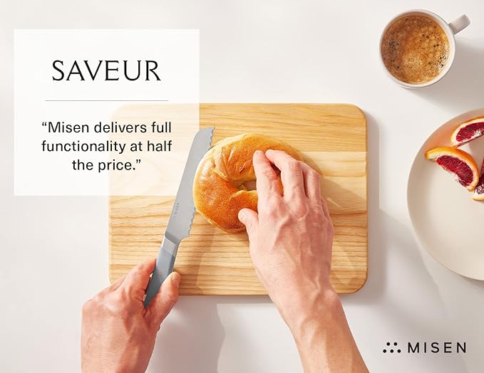 Misen Serrated Bread Knife - High-Carbon Japanese AUS8 Steel - Perfect for Soft Foods, Bread, Pastries, and Fruits - Verstatile Slicer, Razor-Sharp Edge, Durable Blade, Ergonomic Handle - 5", Gray