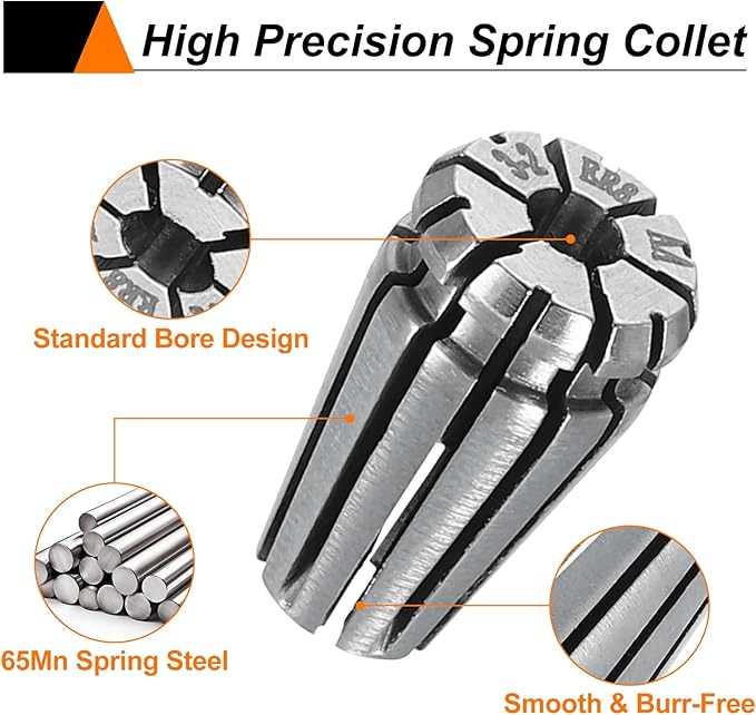 HARFINGTON Spring Collet Chuck ER8 3mm 65Mn Spring Steel Precision Router Collets for CNC Engraving Milling Lathe Tool