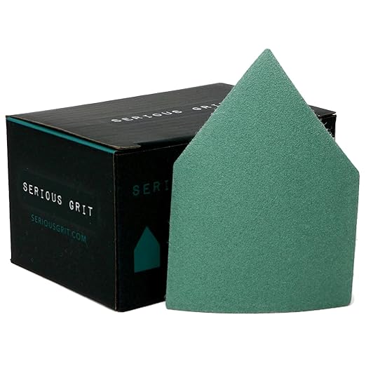 Serious Grit - 150 Grit 90mm x 65mm Triangle Sanding Sheets - Fits Milwaukee M12 Fuel Sanders - Heavy-Duty Hook & Loop Film Sandpaper Pads for Orbital Detail Sanders - 50 Pack Box