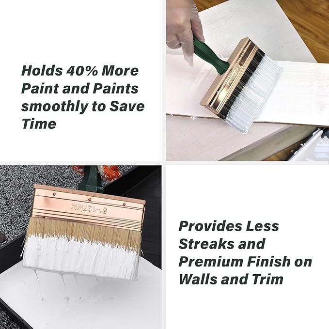 7 Inch Paint Brush, Quick Deck Brush with Threaded Handle for Extension Use, Paint Brushes for Walls, Stain Brushes for Wood, Fence and Furniture
