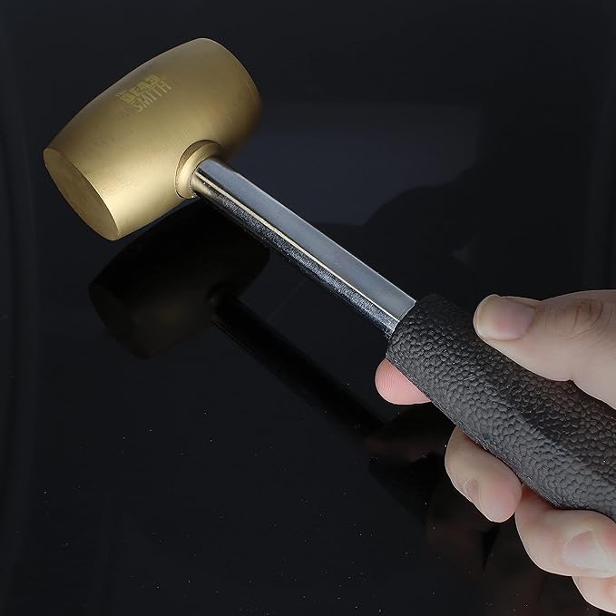 The Beadsmith Brass Head Mallet - Metal Elements - 10 Inches long, 2LB head with a 38mm Face - Brass & Sheet Metal Hammer for Dapping, Chasing & Light Stamping