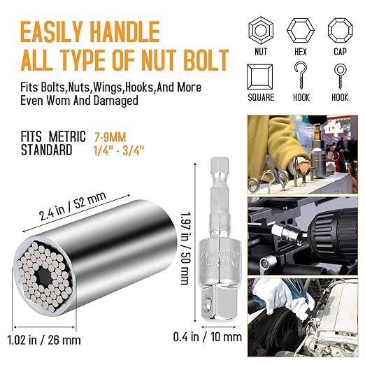 Tietoc Stocking Stuffers for Men, 22PCS Flexible-Drill-Bit-Extension Set Christmas for Men, 105째Right-Angle-Drill Attachment Socket Adapter Bendable Screwdriver Bit, Cool Gadgets Present Ideas Gifts