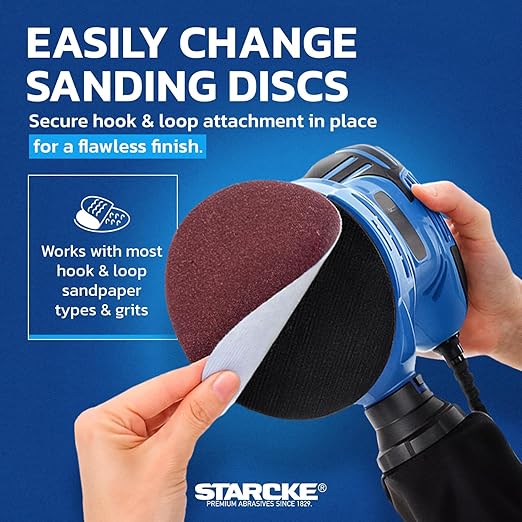 8 inch Sanding Disc Self Stick Orbital Sander Pads 25 Pack No Hole - Premium 80 Grit Sandpaper Discs Aluminum Oxide, Durable PSA Sand Paper, Round Sanding Discs Adhesive Back for Wood & Metal