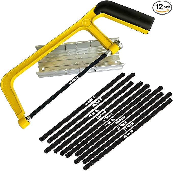 6 in. Mini Hacksaw Set - 150mm Extra Fine Cut Hack Saw Sets and 10pcs Extra Bi-Metal Blades for Wood and Metal