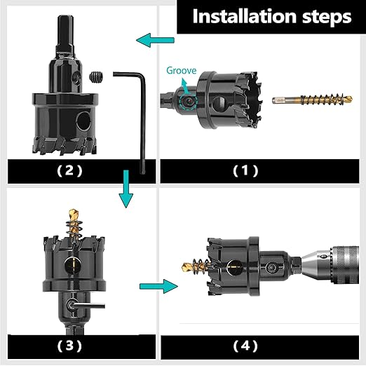 58mm竊?2.28 inch 竊덪arbide Hole Saw,Metal Steel Hole Saw,Stainless Steel Drill Bit, Hole Cutter for Stainless Steel,Sheet Metal, Thick Metal and Iron,Black (58mm竊?2.28 inch 竊?