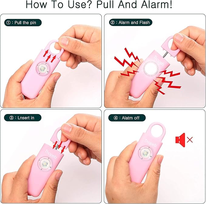 Thopeb?밫he Original Personal Safety Alarm for Women Self Defense ??Elders & Kids Self Defense Keychain Siren ??135dB Loud Siren Bird Sound ??Cute Key Chains Protection (Pink)