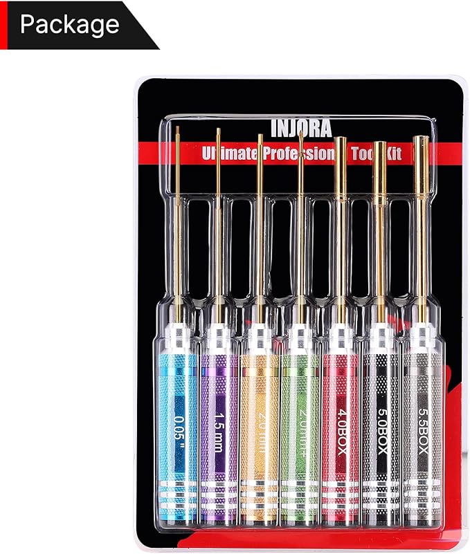 INJORA 7 PCS Colorful Hex Screwdriver Nut Driver & Phillips Screwdriver Tool Set, RC Car Tools Kit For 1/18 1/24 RC Mini Crawler Car SCX24 TRX4M FCX24