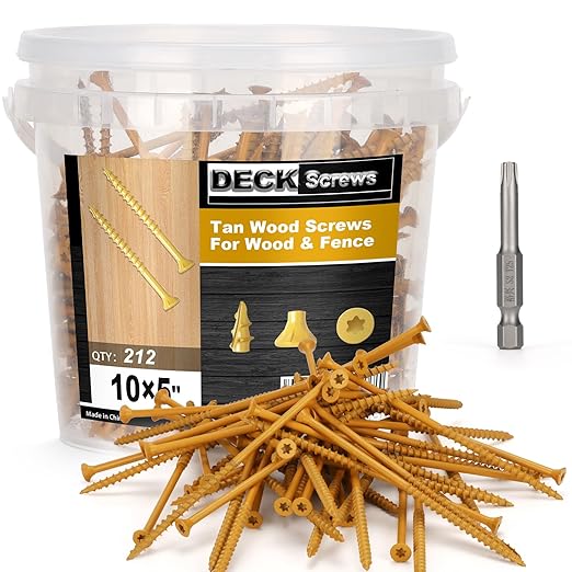 Deck Screws #10 x 5?쇺? T25 Star Torx Drive Flat Head Wood Screws, Tan, 5lb