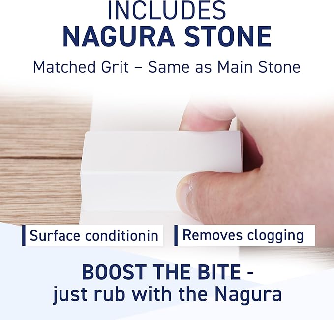 RIN [High-density. Tightly compacted.] Splash & Go, Whetstone Sharpening stone grit w/Nagura, 7.1" x 2.4" x 0.8" (Ideal for home-use), Made in Japan (#10000)