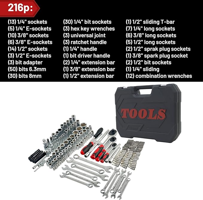 Ultimate Sockets Set Comprehensive Hand Tool Set Perfect for Home Essentials College Dorm Car Emergency Kit Ideal Apartment Essentials & Men?셲 Tools Gift