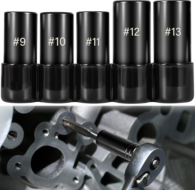 71670 Tap Socket Set Fits 5/8", 11/16", 3/4", 7/8" and 1" Taps, 1/2" Drive, Tap Sockets Adapter For Larger, M.C.T.I. Standard Taps, Large Tap Socket Wrench Set