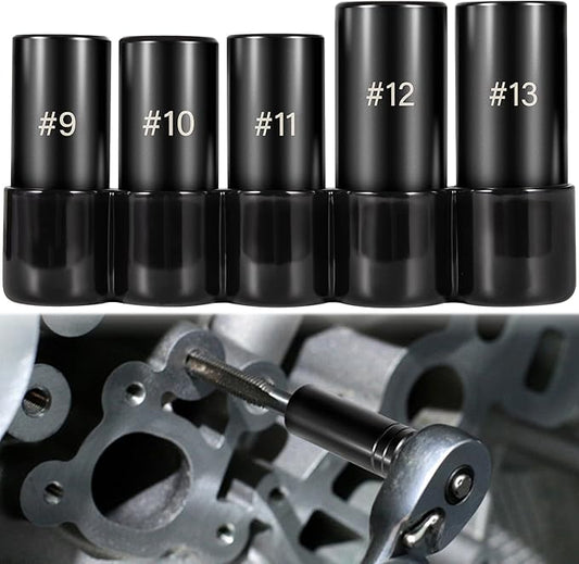 71670 Tap Socket Set Fits 5/8", 11/16", 3/4", 7/8" and 1" Taps, 1/2" Drive, Tap Sockets Adapter For Larger, M.C.T.I. Standard Taps, Large Tap Socket Wrench Set