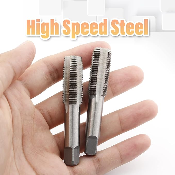 Qjaiune 2pcs M12x1.25 Tap, M12 Metric Thread Tap Right Hand Thread Tapping Tool, HSS Thread Milling Taps (M12 x 1.25, Taper & Plug Tap)