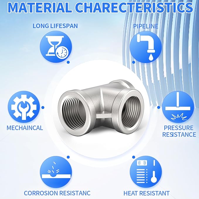 ChillWaves 304 Stainless Steel Pipe Fitting, Tee 2" x 2" x 2" NPT Female Thread Adapter(1-PACK)