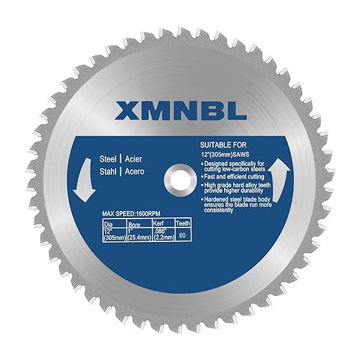 12 Inch Metal Cutting Saw Blade,Compatible with Evolution S380CPS Circular Saw,Replacement for Evolution 12BLADEST Metal Cutting Saw Blade,12 Inch x 60 Teeth,1 Inch Center Shaft,3 Warranty