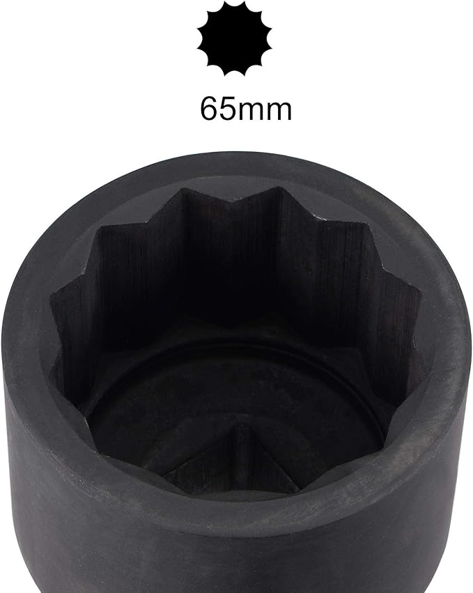 uxcell 1-Inch Drive 65mm 12-Point Impact Socket, CR-MO Steel 97mm Length, Standard Metric Sizes