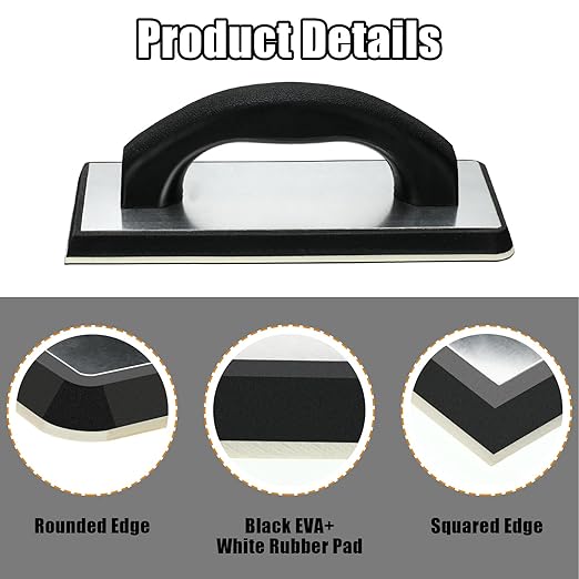 Blulu 11 Pcs Grout Float Sets Include 9.5 x 4 Inch Molded Rubber Grout Float, 6 Sponge, Angled Tile Saw with 3 Blades Replacement, Removal Tool for Masonry Stucco Drywall Concrete (Black)