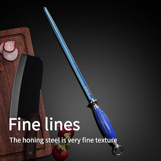 Sharpening Steel with Larger Diameter Professional Honing Rod Knife Sharpener, High Carbon Steel Knife Sharpener Rod, Magnetized Steel, Ideal for All Chef Knives
