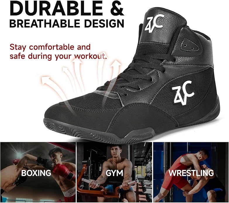 ZVC Wrestling Shoes Men Boxing Shoes for Fighting Shoes Powerlifting Bodybuilding Boots Footwear