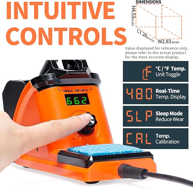 YIHUA 926 III 60W LED Display Soldering Iron Station Kit w 2 Helping Hands, 6 Extra Iron Tips, Roll of Lead-Free Solder, Solder Sucker, S/S Tweezers, 째C/쨘F Conversion, Auto Sleep & Calibration Support