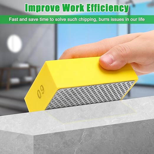 6PCS Diamond Hand Polishing Pads, Wet & Dry Diamond Sanding Pads 60#, 120#, 240#, 400#, 600#, 1000# Grit Sanding Block for Ceramic Tile Glass Wood Marble Grinding
