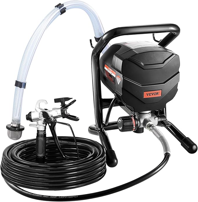 VEVOR Stand Airless Paint Sprayer, 650W High Efficiency Airless Sprayer, 3000PSI Electric Paint Sprayer Machine Extension Rod and Cleaning Kits for Interior and Exterior Furniture/Fence/Home/House