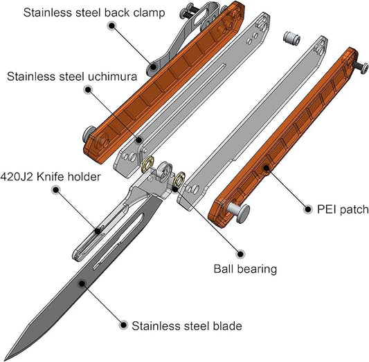 G046 Mecha Mini Slim Folding Scalpel with 5pcs #24 and 5pcs #60 G10 Handle with Liner Lock, Utility EDC Pocket Knife with Back Clip（Orange）