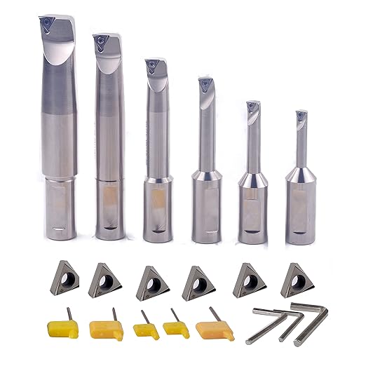 R8 Boring Head 2Inch and 1/2 Shank Boring Bar 6pcs Set (Inserts Included) 1/2" - 4"
