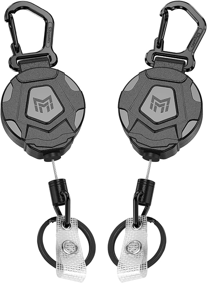 MNGARISTA 2-Pack Retractable Keychain, Heavy Duty Carabiner Badge Holder, Tactical ID Badge Reel Key Chain with 31.5??Steel Retractable Cord, 8.0 oz