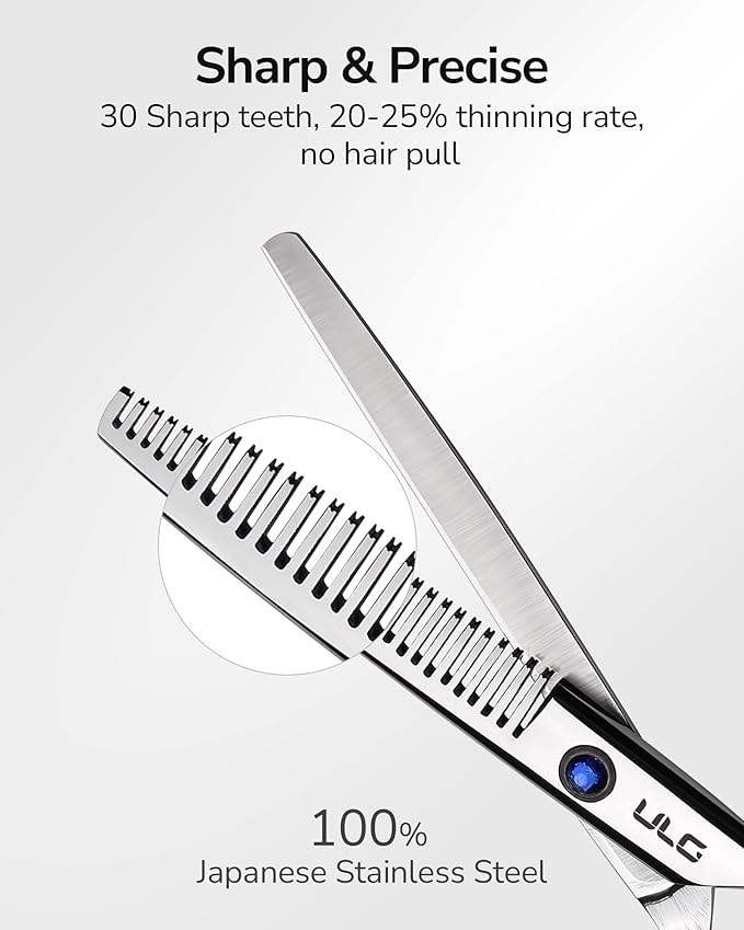 Hair Thinning Scissors ULG Professional Barber?셲 Texturizing Teeth Shears for Hairdressing, Salon and Home Use Thinning Shears for Hair Cutting, Made of Japanese Stainless Steel, 6.5 inch