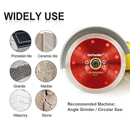 GoYonder 4.5 Inch Super Thin Diamond Saw Blade for Cutting Porcelain Tiles,Granite Marble Ceramics