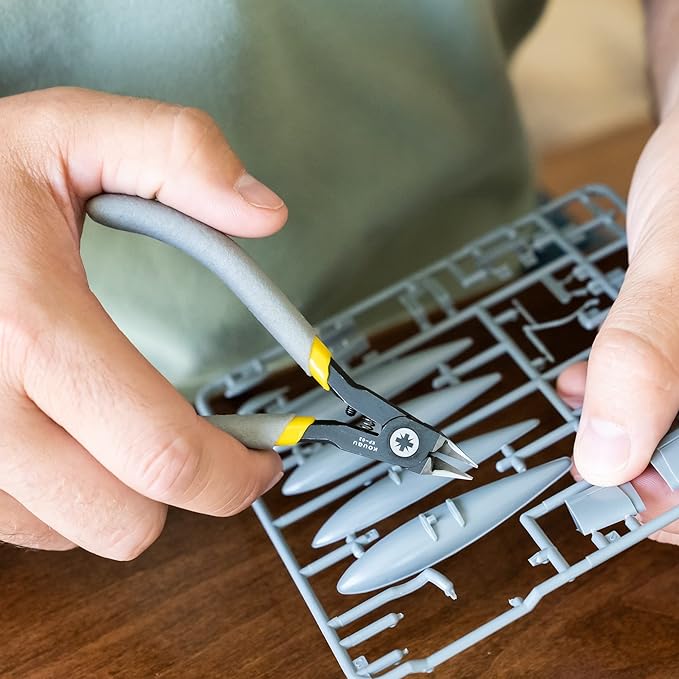 Super Precision Sprue Cutter For Plastic - 5 Inch Steel Side Cutter Nippers With Slim Bilateral Cutting Edges & Non Slip Handles