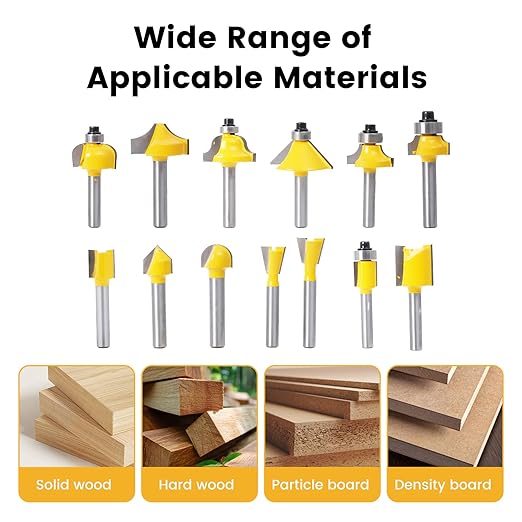 24-Piece Tungsten Carbide Tipped Router Bit Set, 1/4 Shank, Visible Wooden Storage Case with Size Index, for Woodworking Beginners & Professionals